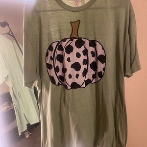 Tultex Green Kids Tee with Pumpkin Design